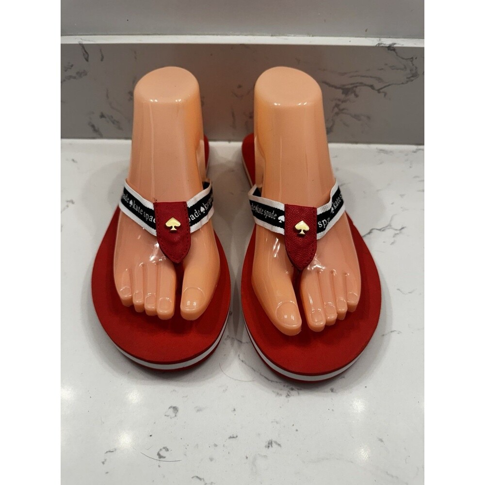 Kate Spade Fable Logo Flip Flop Sandals Woman's size 9 Tomato Red